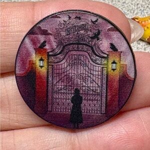 Wednesday Nevermore Gothic Enamel Pin with Gate Design